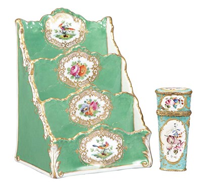 Lot 632 - Dresden Porcelain Note Paper Rack Gilt and...