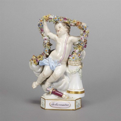 Lot 371 - Meissen Porcelain Figure of Cupid Titled Je...
