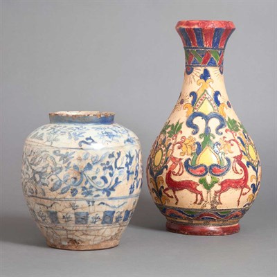 Lot 274 - Two Persian Pottery Vases Probably 19th...