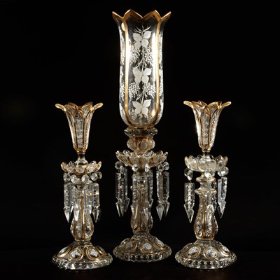Lot 649 - Group of Three Baccarat Style Molded Glass...