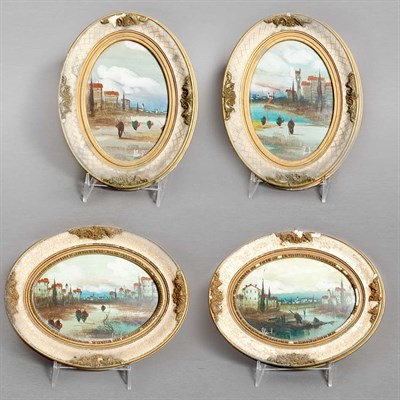 Lot 445 - Set of Four Framed Italian Watercolors Height...