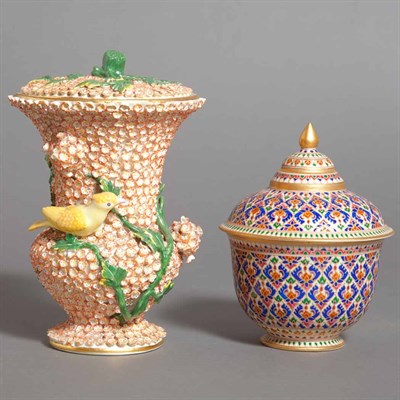 Lot 476 - Meissen Style Schneeballen Porcelain Urn; And...