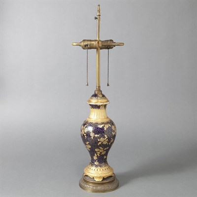 Lot 654 - English Gilt Decorated Porcelain Covered Urn...