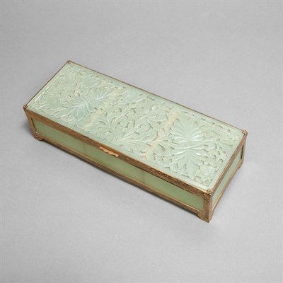 Lot 312 - Gilt-Metal Mounted Jadeite Jewelry Box Length...
