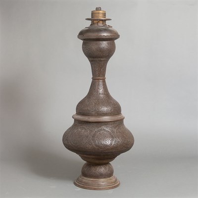 Lot 207 - Middle Eastern Patinated-Metal Lamp Height 30...