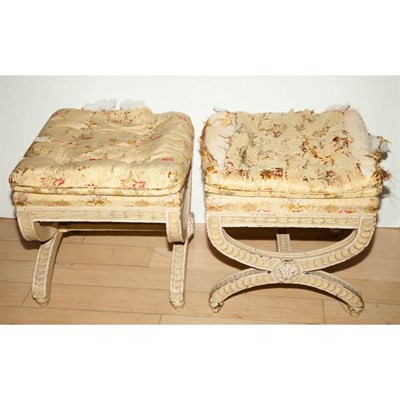 Lot 188 - Pair of Louis XVI Style Carved and Painted...