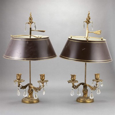 Lot 642 - Pair of Louis XV Style Gilt-Bronze Two-Light...