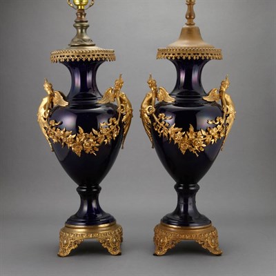 Lot 383 - Pair of Sevres Style Gilt-Bronze Mounted...