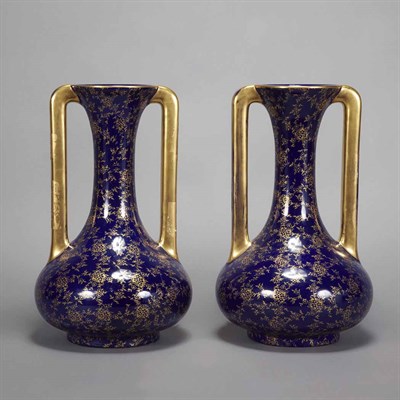 Lot 643 - Pair of Gilt Decorated Ceramic Vases Each of...