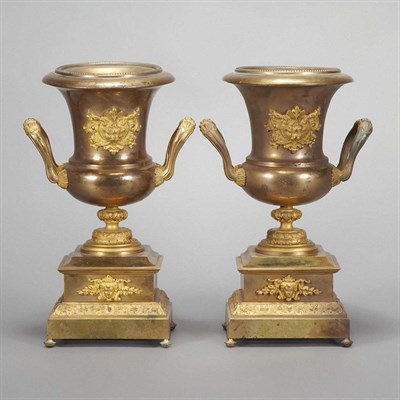 Lot 628 - Pair of Louis Philippe Gilt-Metal Urns Each...