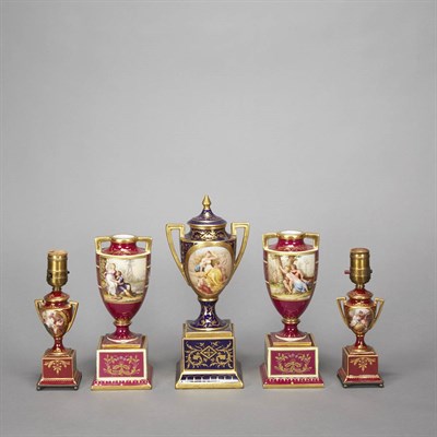 Lot 640 - Group of Vienna Style Gilt Decorated Porcelain...