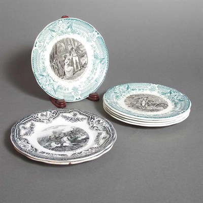 Lot 525 - Set of Fourteen French Transfer Decorated...