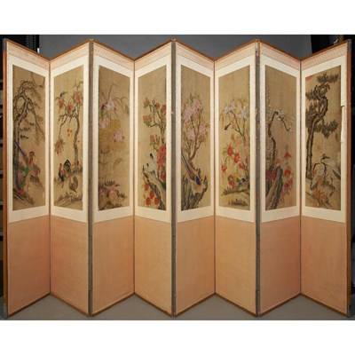 Lot 20 - Korean Eight-Panel Screen Choson Dynasty Each...