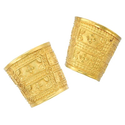 Lot 350 - Pair of Gold Cuff Bangle Bracelets, Zolotas