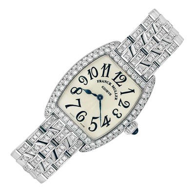 Lot 463 - Lady's White Gold and Diamond 'Cintree Curvex' Wristwatch, Franck Muller