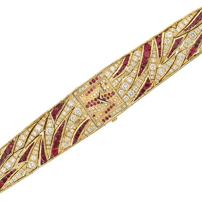 Lot 347 - Gold, Diamond and Ruby Wristwatch, Piaget