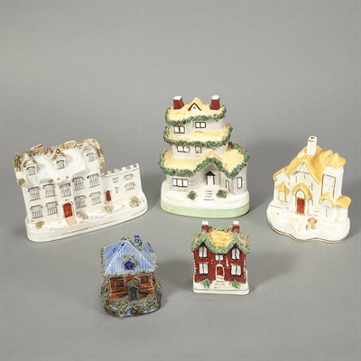 Lot 135 - Group of Twelve Staffordshire Pottery Cottages...
