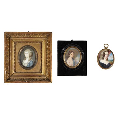 Lot 225 - Group of Portrait Miniatures Primarily 19th...