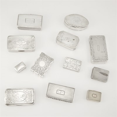 Lot 175 - Group of English and Other Silver Snuff Boxes...