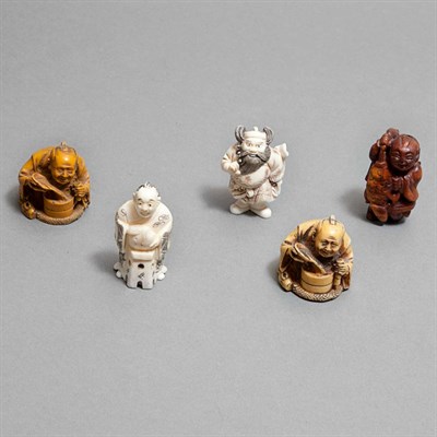 Lot 303 - Group of Thirteen Ivory and Bone Netsuke and...