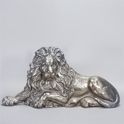 Lot 119 - Polished Cast Iron Figure of a Recumbent Lion...