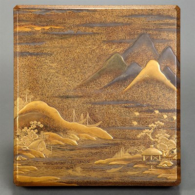 Lot 336 - Japanese Lacquer Box Depicting a mountain...