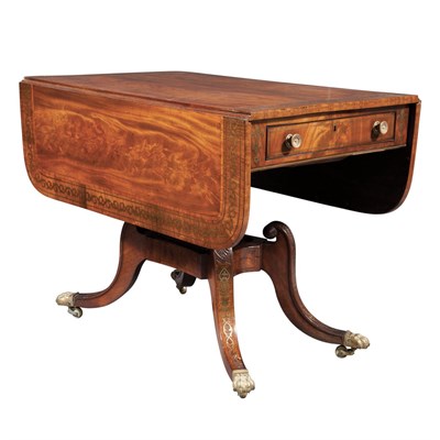 Lot 462 - Regency Brass Inlaid Rosewood Banded Mahogany...