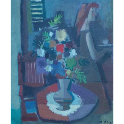 Lot 75 - Alfred Opisso Spanish, 1907-1980 Woman in an...