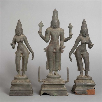 Lot 196 - Group of Three Indian Bronze Figures Height of...