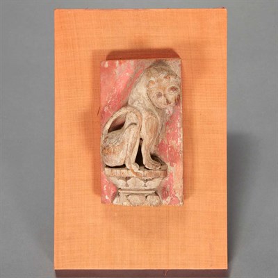 Lot 336 - Asian Carved Wood Figure of a Lion on a Piece...