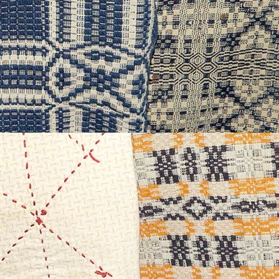 Lot 286A - Three Overshot Woven Coverlets Together with a...