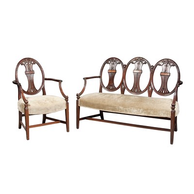 Lot 488 - Edwardian Carved Mahogany and Marquetry Inlaid...