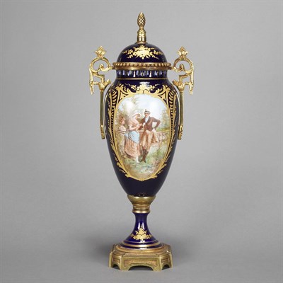 Lot 156 - Sevres Style Gilt-Metal Mounted Porcelain Urn...