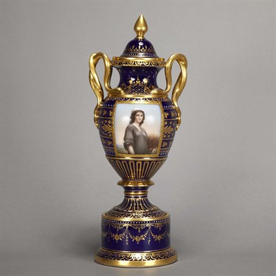 Lot 224 - Vienna Style Gilt Decorated Porcelain Urn Late...