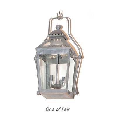 Lot 464 - Pair of Rustic Metal Lanterns Height 28 inches.