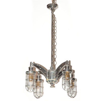 Lot 467 - Chromed Metal Four-Light Chandelier Height 40...
