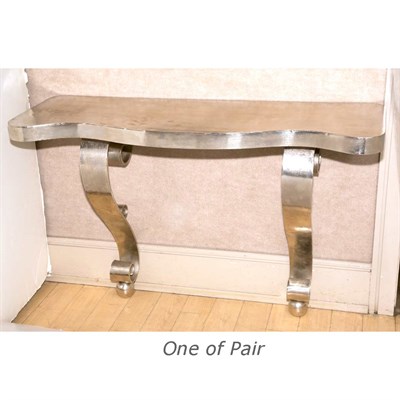 Lot 324 - Pair of Chrome Metal Consoles Height 32 inches,...
