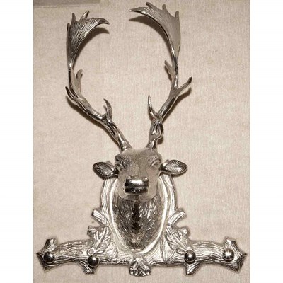 Lot 192 - Silver Painted Metal Deer Head Form Coat Rack...