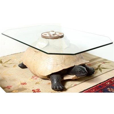 Lot 148 - Glass Top Turtle-Form Low Table Height 13...