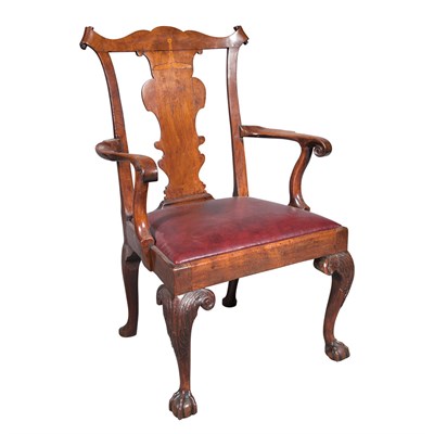 Lot 282 - George II Walnut Armchair Mid 18th century...