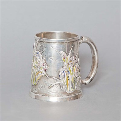 Lot 294 - Japanese Export Enameled Silver Mug Meiji Of...