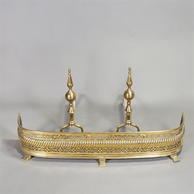 Lot 208 - Pair of Brass Steeple Top Andirons Height 21...