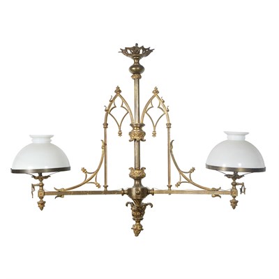 Lot 260 - Gothic Revival Gilt-Bronze Two-Light Billiard...