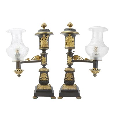 Lot 274 - Pair of Gilt and Patinated-Bronze Single-Arm...