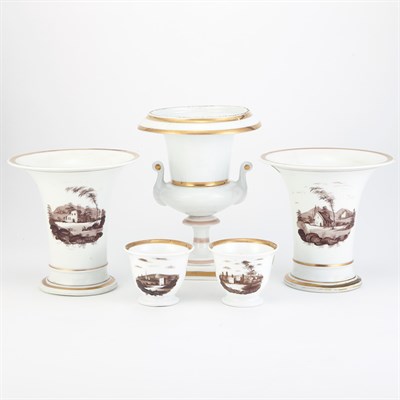 Lot 282 - Pair of Paris Porcelain Flared Vases Second...