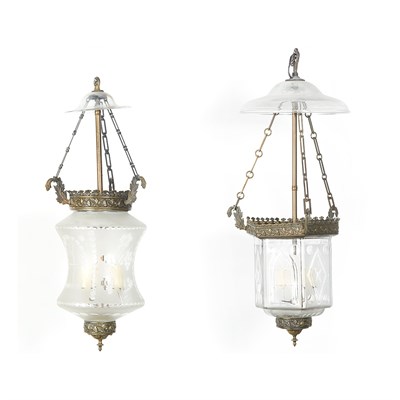 Lot 210 - Two Gothic Revival Patinated Metal Hanging...