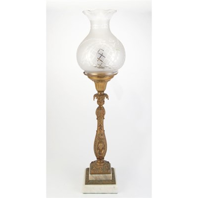 Lot 229 - Brass and Marble Solar Lamp Mid 19th century...