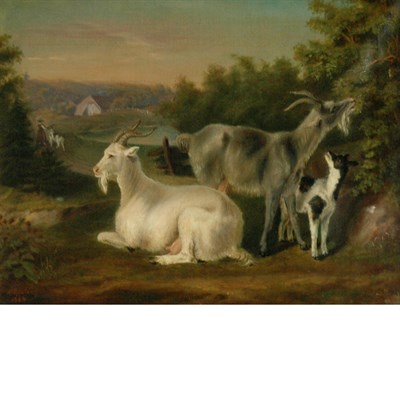 Lot 90 - Heinrich Sperling German, 1844-1924 Goats in a...