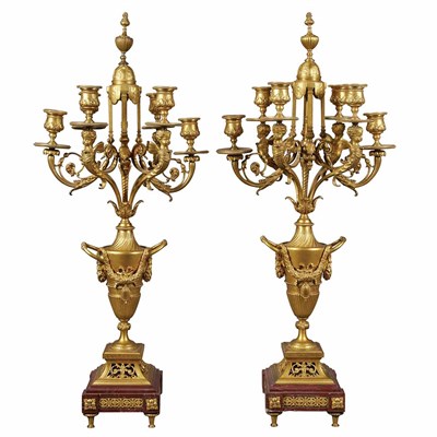 Lot 597 - Pair of Louis XVI Style Gilt-Bronze and Rouge...