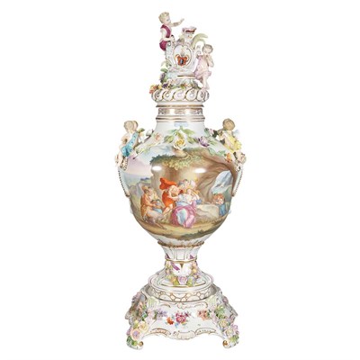 Lot 360 - Meissen Style Hand Painted Porcelain Urn on...